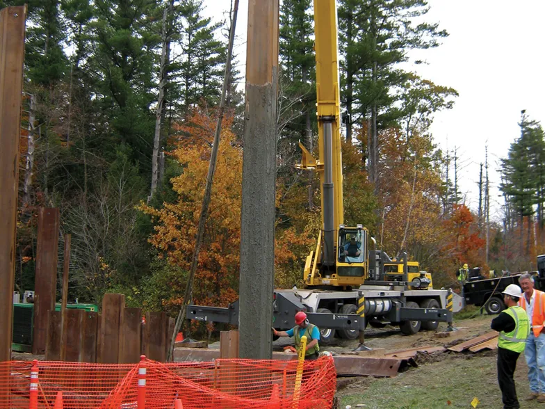 Working with crane and steel beams