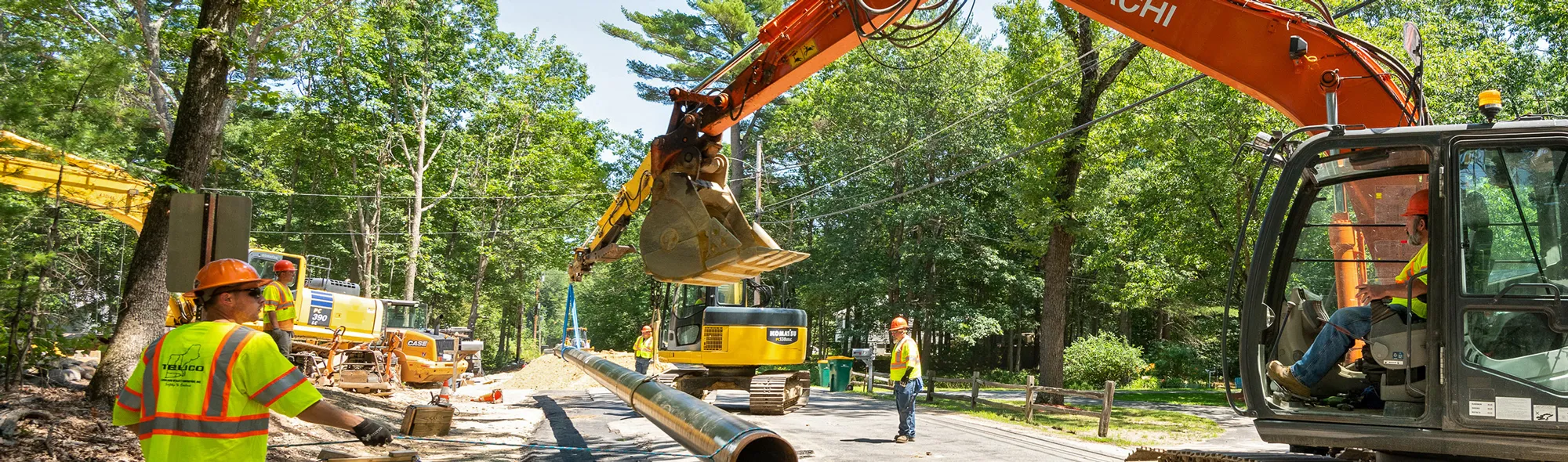 Construction site with backhoe